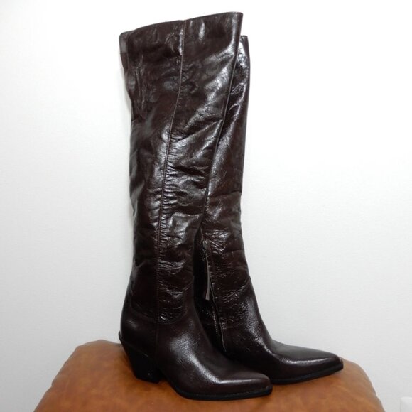 Sam Edelman Julee Over The Knee OTK Boots 6.5 Espresso Brown Leather Western NEW - Picture 6 of 15
